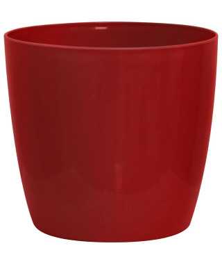 Cache-pot brillant - GARDEN ID - Shiny Rouge avec roulettes - 30 x 27 cm - Aspect céramique - Étanche - Déplacement aisé