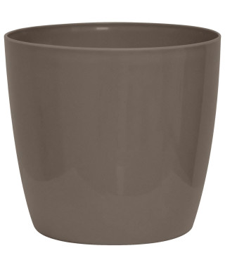 Cache-pot brillant - GARDEN ID - Shiny Taupe avec roulettes - 30 x 27 cm - Aspect céramique - Étanche - Déplacement aisé