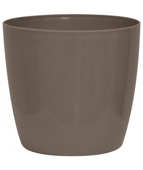 Cache-pot brillant - GARDEN ID - Shiny Taupe avec roulettes - 30 x 27 cm - Aspect céramique - Étanche - Déplacement aisé
