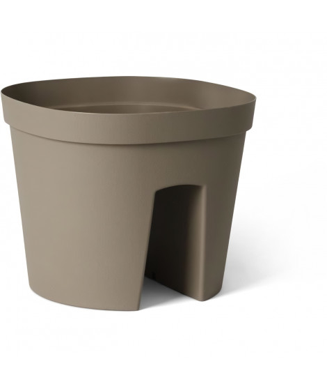 Pot balustrade - GARDEN ID Smile - Taupe 30 cm - S'adapte a toutes les balustrades - Réserve d'eau - recyclé et 100% recyclable