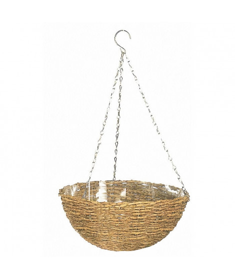 Panier suspendu - GARDEN ID Rustic - 35 cm -  coque plastique (intérieur/extérieur) - Style rustique en osier - Suspension fa…