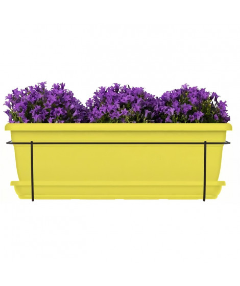 Kit jardiniere avec support en métal et plateau - GARDEN ID Relax - Lime 50 cm - Recyclé et 100% recyclable - Volume pour pla…