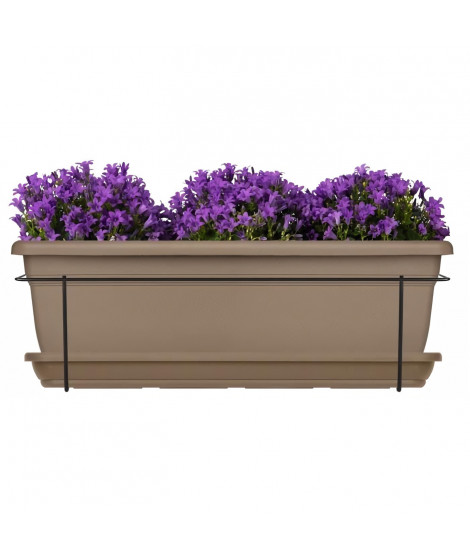 Kit jardiniere avec support en métal et plateau - GARDEN ID Relax - Taupe 50 cm - Recyclé et 100% recyclable - Volume pour pl…