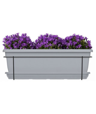 Kit jardiniere avec support en métal et plateau - GARDEN ID Relax - Gris Pierre 50 cm - Recyclé et 100% recyclable