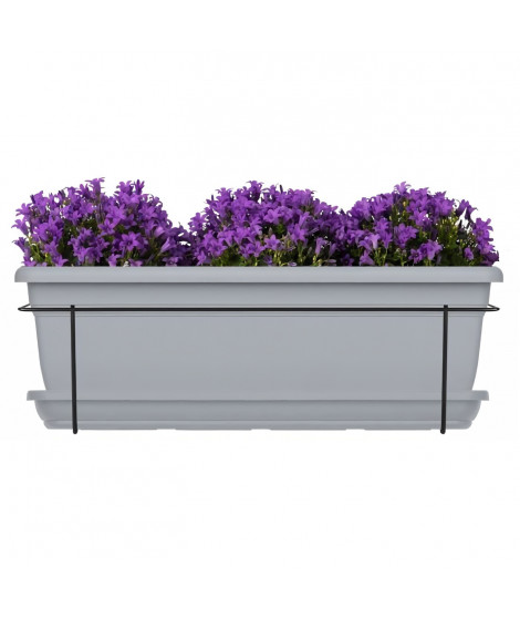 Kit jardiniere avec support en métal et plateau - GARDEN ID Relax - Gris Pierre 50 cm - Recyclé et 100% recyclable