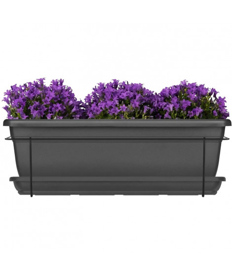 Kit jardiniere avec support en métal et plateau - GARDEN ID Relax - Anth. 50 cm - Recyclé et 100% recyclable - Volume pour pl…
