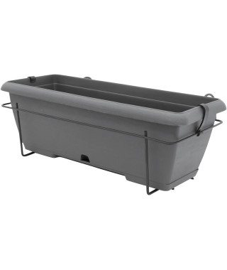Kit jardiniere avec support en métal et plateau intégré - GARDEN ID Teramo - Noir-anth 50 cm - Effet de pierre - Recyclé/recy…