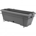 Kit jardiniere avec support en métal et plateau intégré - GARDEN ID Teramo - Noir-anth 50 cm - Effet de pierre - Recyclé/recy…