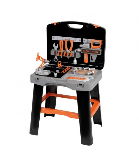Smoby - Black and Decker -Etabli Bricolo Smart - Jeu d'imitation - Mallette qui se transforme en établi - 33 accessoires incl…