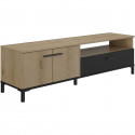 Banc TV - TRUST - Chene / Noir - 2 portes - 1 tiroir - 140 x 40 x 47 cm - GAMI