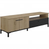 Banc TV - TRUST - Chene / Noir - 2 portes - 1 tiroir - 140 x 40 x 47 cm - GAMI