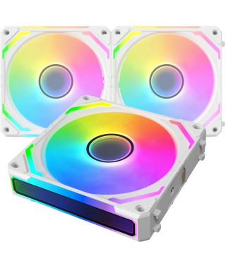 XIGMATEK - Starlink Ultra Arctic (Blanc) - Pack 3 Ventilateurs PC - 3x120mm ARGB - 800-2000 RPM - 29,2 dBA - 68,5 CFM - Hub i…