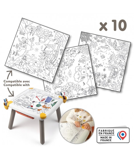 Smoby - Recharge Coloriages pour la Kid table créative - 10 feuilles de coloriages