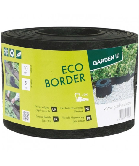 Bordure de jardin en caoutchouc recyclé - GARDEN ID Eco Border - 5 m H10 cm - Indestructible - Flexible, pose droite ou courbée.