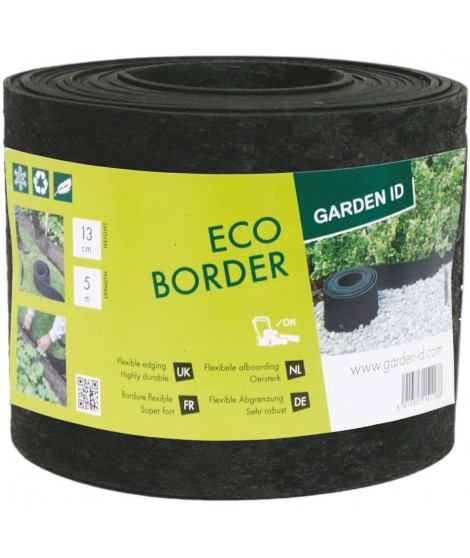 Bordure de jardin en caoutchouc recyclé - GARDEN ID Eco Border - 5 m H13 cm - Indestructible - Flexible, pose droite ou courbée.