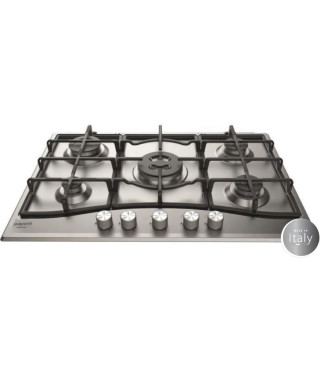 HOTPOINT PNN 751 IX Plaque de cuisson gaz - 5 foyers - 10,5kW - L75 x P51cm - Revetement inox - Inox