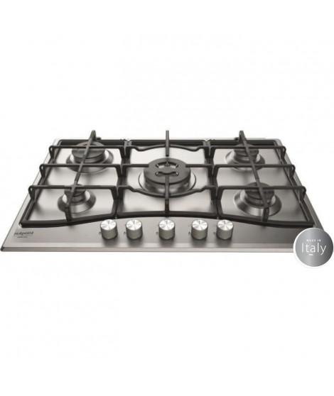 HOTPOINT PNN 751 IX Plaque de cuisson gaz - 5 foyers - 10,5kW - L75 x P51cm - Revetement inox - Inox
