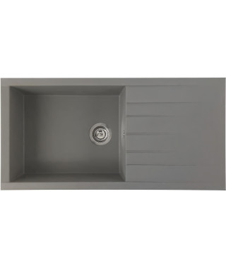 STRADOUR Evier a encastrer CUBE, en SMC GRIS BETON - 16,  1 bac, dim. 100 * 50 cm, vidage manuel