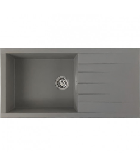 STRADOUR Evier a encastrer CUBE, en SMC GRIS BETON - 16,  1 bac, dim. 100 * 50 cm, vidage manuel