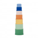 Badabulle Lot de 7 Tasses Empilables Numérotées - Jouets de Bain en Silicone Souple