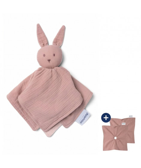 doomoo Doudou Bébé You&Me - Doudou Réversible et Réconfortant - Fourni avec 2 Corps pour Transporter l'Odeur du Parent, Rose