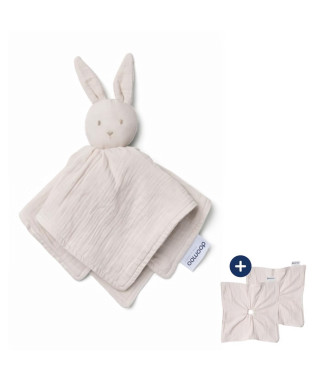 doomoo Doudou Bébé You&Me - Doudou Réversible et Réconfortant - Fourni avec 2 Corps pour Transporter l'Odeur du Parent, Beige