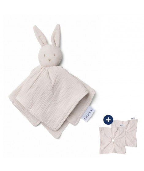 doomoo Doudou Bébé You&Me - Doudou Réversible et Réconfortant - Fourni avec 2 Corps pour Transporter l'Odeur du Parent, Beige
