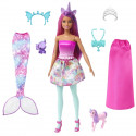 Barbie Coffret Poupée Il Était Une Fois Transformable en Sirene Ou Royal, Bébé Dragon Et Licorne, a partir de 3 Ans, HLC28