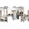 Lit double mezzanine combiné enfant ALEXANDRA avec 2 bureaux et rangements - 2x90x200 cm - Blanc/Chene - Sommiers inclus - PA…
