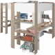 Lit double mezzanine combiné enfant ALEXANDRA avec 2 bureaux et rangements - 2x90x200 cm - Blanc/Chene - Sommiers inclus - PA…