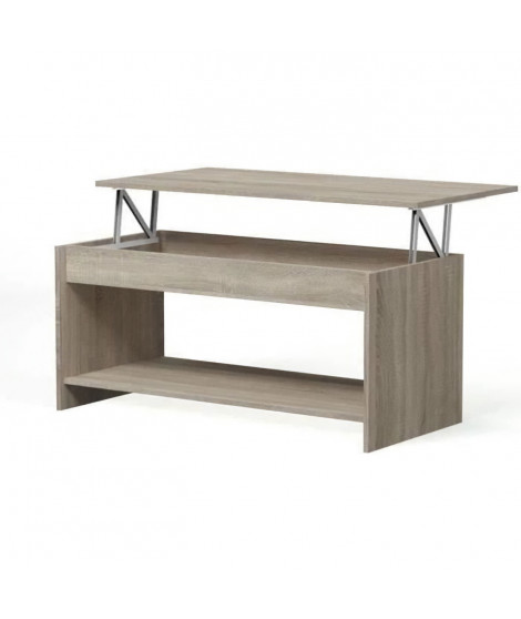 Table basse relevable - Style contemporain - Décor chene sonoma - L100 x P50 x H44cm - HAPPY