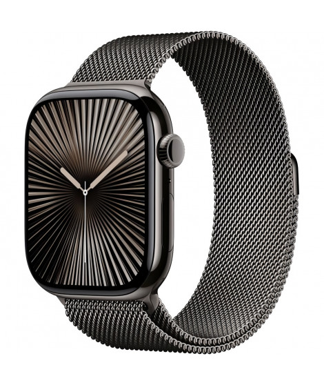 Apple Watch Series 10 GPS + Cellular - 46mm - Boîtier Slate Titanium - Bracelet Slate Milanese Loop - S/M