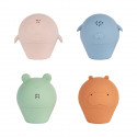 Badabulle Lot de 4 Aspergeurs de bain - Jouets de Bain en Silicone Souple - S'ouvrent pour etre lavés