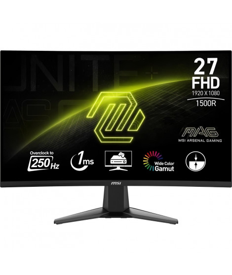 Écran Gaming - MSI - 27'' Incurvé 1500R - QHD - 1ms - 250Hz - HDR Ready - Adaptive Sync - Compatible VESA