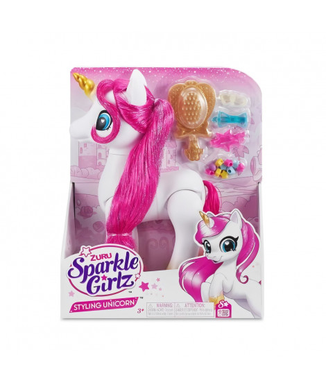 Jouet a Coiffer - ZURU - Sparkle Girlz Licorne Styling Set - Licorne avec accessoires de coiffure personnalisables