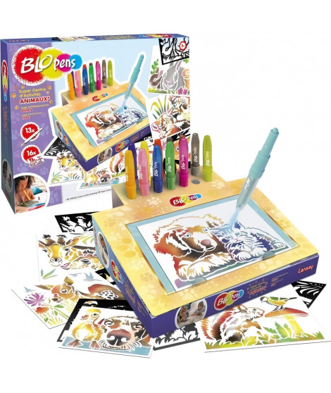 Jeu de coloriage - LANSAY - Blopens Animaux - 16 pochoirs - Lavable - Des 5 ans