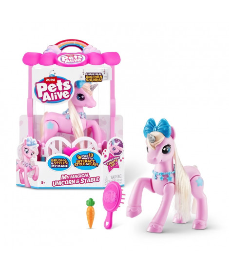 Licorne Interactif - ZURU - My Magical Unicorn Pets Alive - 13 interactions et jeux pour découvrir la magie de ta licorne