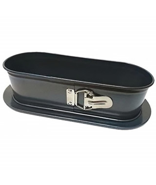 Moule a charnieres ovale - BAUMALU - 31x12x8 cm - Acier revetu Carbon steel 0,8 mm - Antiadhérent anthracite