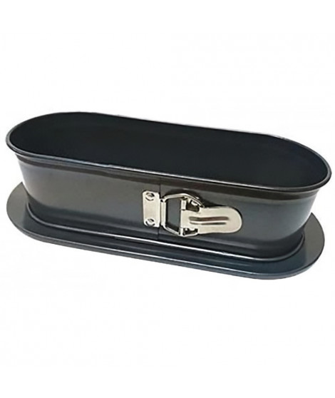 Moule a charnieres ovale - BAUMALU - 31x12x8 cm - Acier revetu Carbon steel 0,8 mm - Antiadhérent anthracite