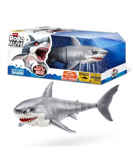 Jouet Interactif - ZURU - Shark Attack Robo Alive - Grand requin blanc avec mouvements réalistes et yeux brillants
