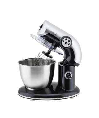 Robot pâtissier - H.Koenig - KM80 - 1000 W - Bol inox 5,5 L - 4 vitesses - Noir, rouge, gris