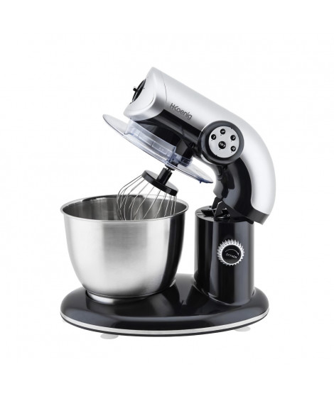Robot pâtissier - H.Koenig - KM80 - 1000 W - Bol inox 5,5 L - 4 vitesses - Noir, rouge, gris