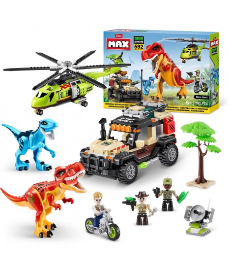 Set de Construction - ZURU - Dino Adventure Dino Hunt (592 pieces) - Aventure préhistorique avec dinosaures et véhicules