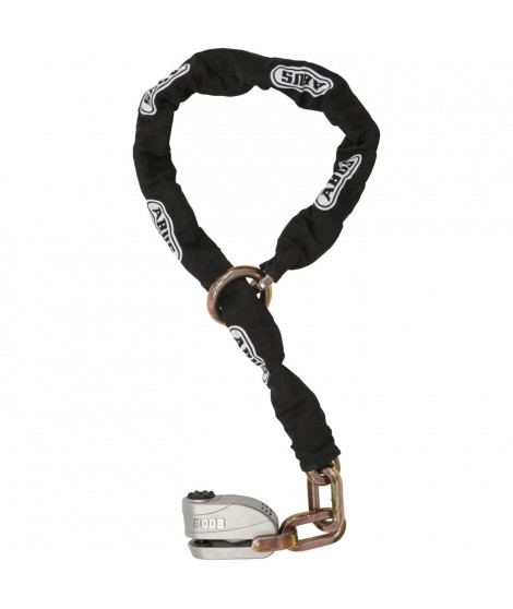Antivol de chaîne - ABUS - 8008/12KS120 Black Loop - Chaîne 12 mm - Pene 16 mm - Alarme 100 dB - Cylindre Xplus - 2 clés