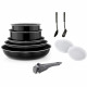 Batterie de cuisine - Tous feux dont induction - ART & CUISINE - AC1083 - Aluminium - 10 pieces - Noir