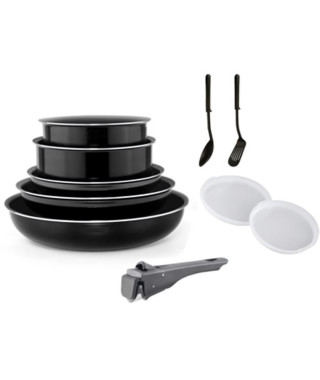 Batterie de cuisine - Tous feux dont induction - ART & CUISINE - AC1083 - Aluminium - 10 pieces - Noir