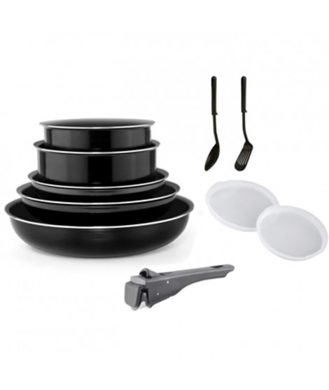 Batterie de cuisine - Tous feux dont induction - ART & CUISINE - AC1083 - Aluminium - 10 pieces - Noir