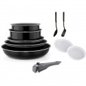 Batterie de cuisine - Tous feux dont induction - ART & CUISINE - AC1083 - Aluminium - 10 pieces - Noir