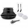 Batterie de cuisine - Tous feux dont induction - ART & CUISINE - AC1083 - Aluminium - 10 pieces - Noir