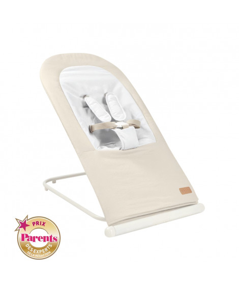 BÉABA, Transat  Pliable, 3 inclinaisons en 1 Bouton, Ultra Compact et Fin, Eazy Relax - Greige
